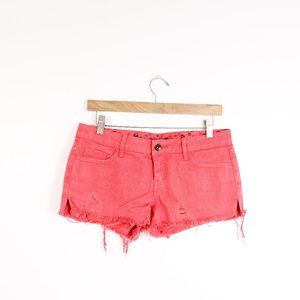 *Element Red Distressed Denim Shorts